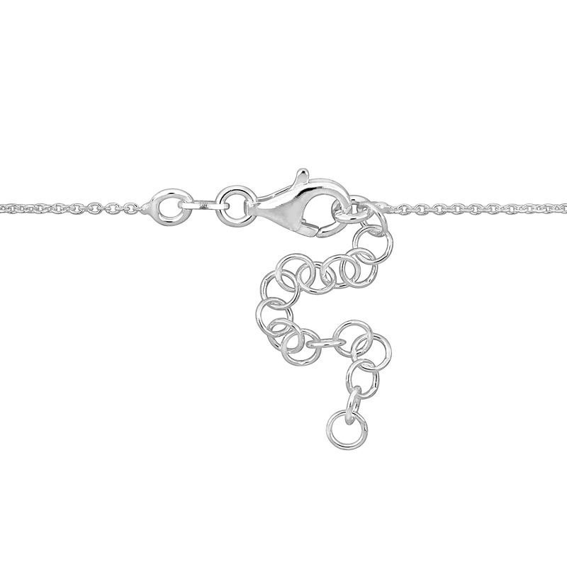 Pink Heart Lock Charm Necklace w/ White Enamel in Sterling Silver- 16+2 in.