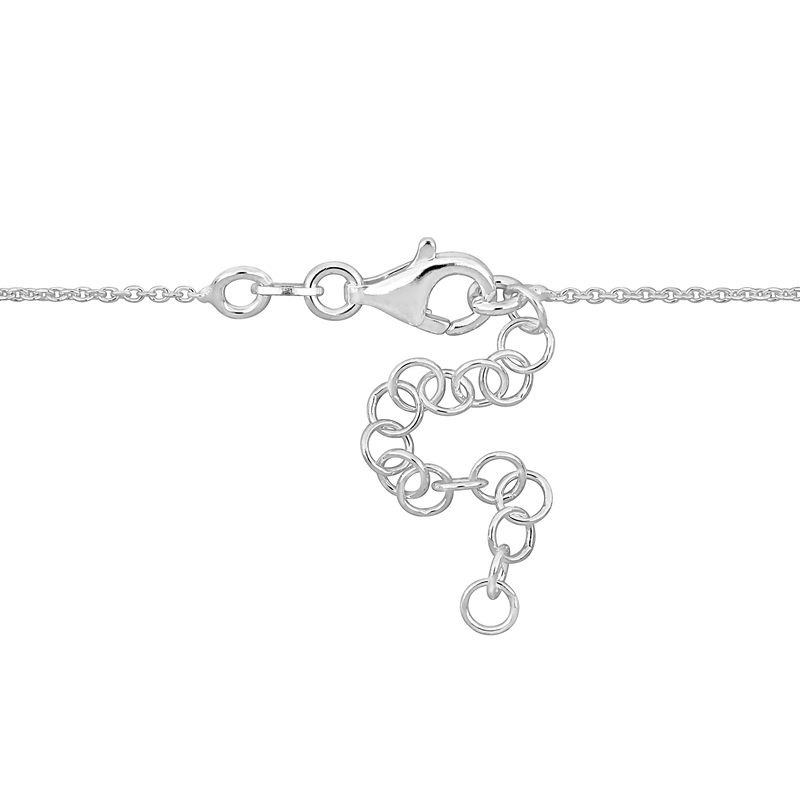 Pink Heart Necklace on Diamond Cut Cable Chain in Sterling Silver - 16.5+1 in.