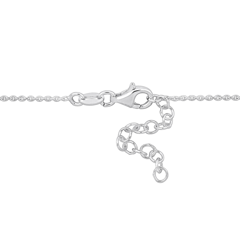 Pink Double Heart Necklace in Sterling Silver - 16.5+1 in.