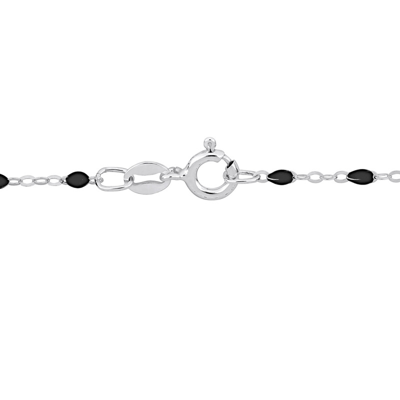 Black Enamel Bead Station Forzatina Brill Necklace in Sterling Silver - 18 in.