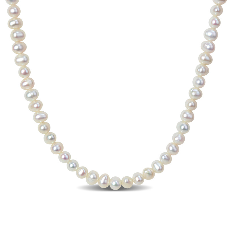 4.5-5mm Cultured Freshwater Pearl Necklace with Sterling Silver Clasp - 17 in + 2 ext