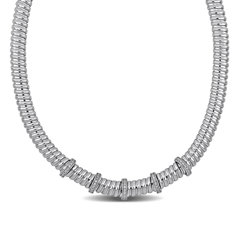 1/2ct TGW Cubic Zirconia Bombe Omega Station Necklace in Sterling Silver - 17.5 in