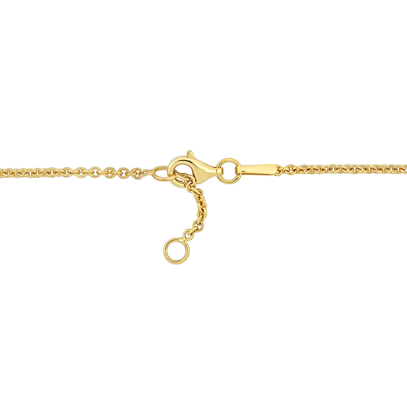 Heart and Key Charm Love Mom Necklace in Yellow Silver w/ 18k White Gold Plating - 16+2 in.
