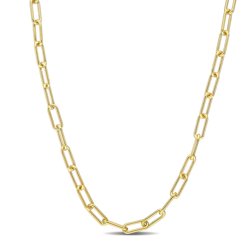 3.5 MM Paperclip Chain 16" Necklace in Yellow Plated Sterling Silver