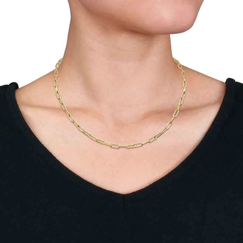 3.5MM Oval Link Necklace in Yellow Plated Sterling Silver