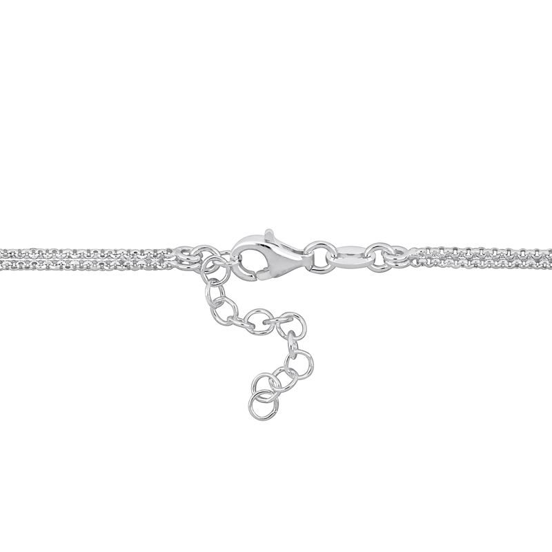 Yellow Infinity and Heart Charm Double Strand Necklace in Sterling Silver - 16+18+1 in.