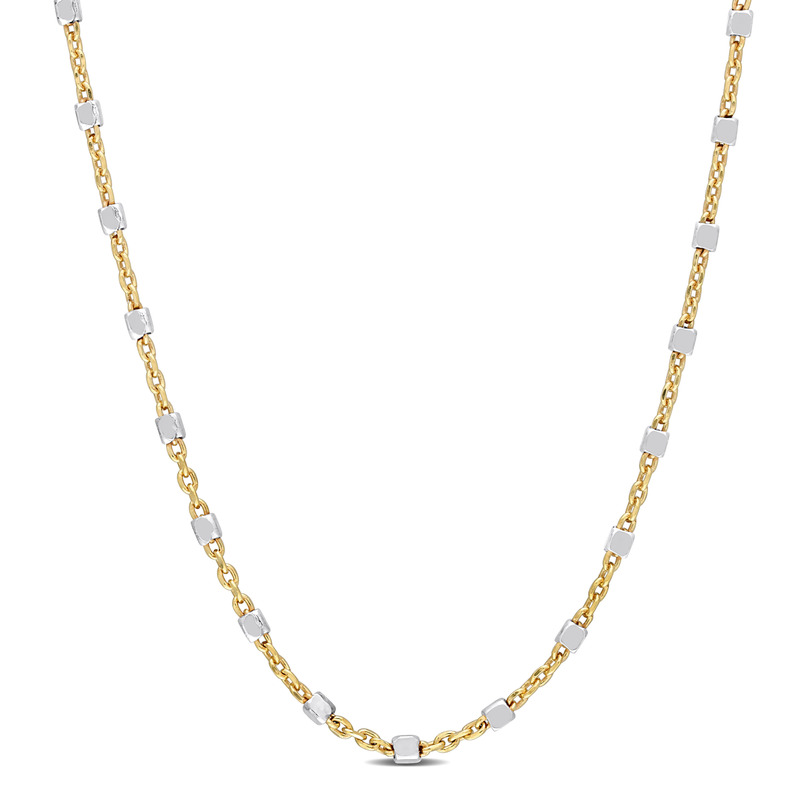 Bead Chain Necklace in Two-Tone Plated Sterling Silver - 16 in.