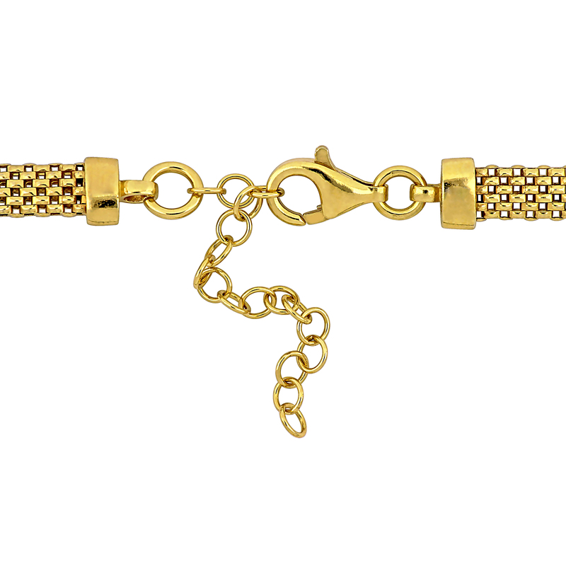 7/8ct TGW Cubic Zirconia Heart Popcorn Necklace in Yellow Plated Sterling Silver - 16 in + 2 ext.