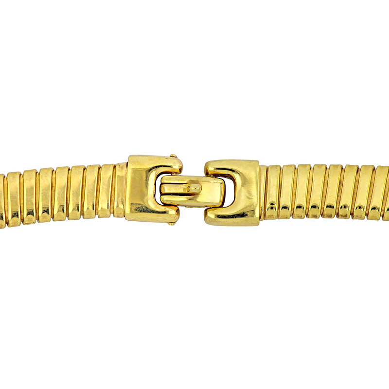 1 3/4ct TGW Cubic Zirconia Trio Double Bar Omega Necklace in Two-Tone Sterling Silver - 18 in