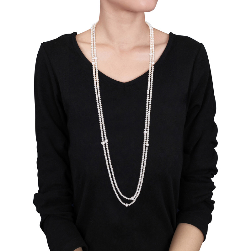 5-6 MM & 9-10 MM Freshwater Cultured Pearl Endless 100 Necklace