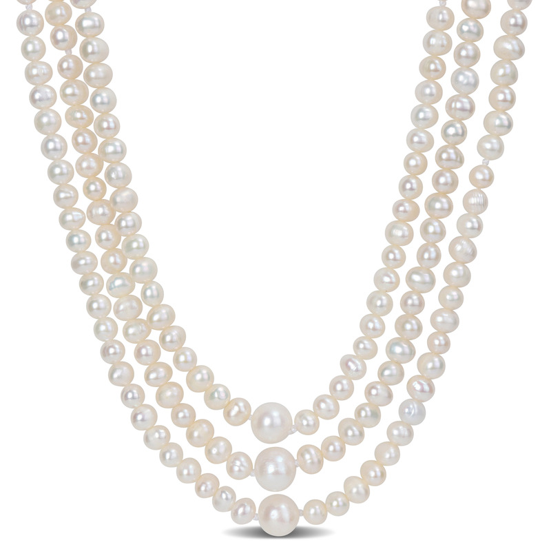 5 - 8.5 MM White Freshwater Cultured Pearl Endless 100 Necklace