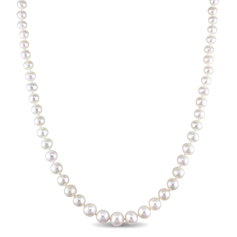 4-8mm Freshwater Pearl Strand Graduated Necklace with 14k Yellow Gold Clasp - 18 in