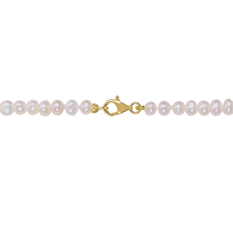 3.5-7mm Cultured Freshwater Pearl Station Necklace with 10k Yellow Gold Clasp - 17 in