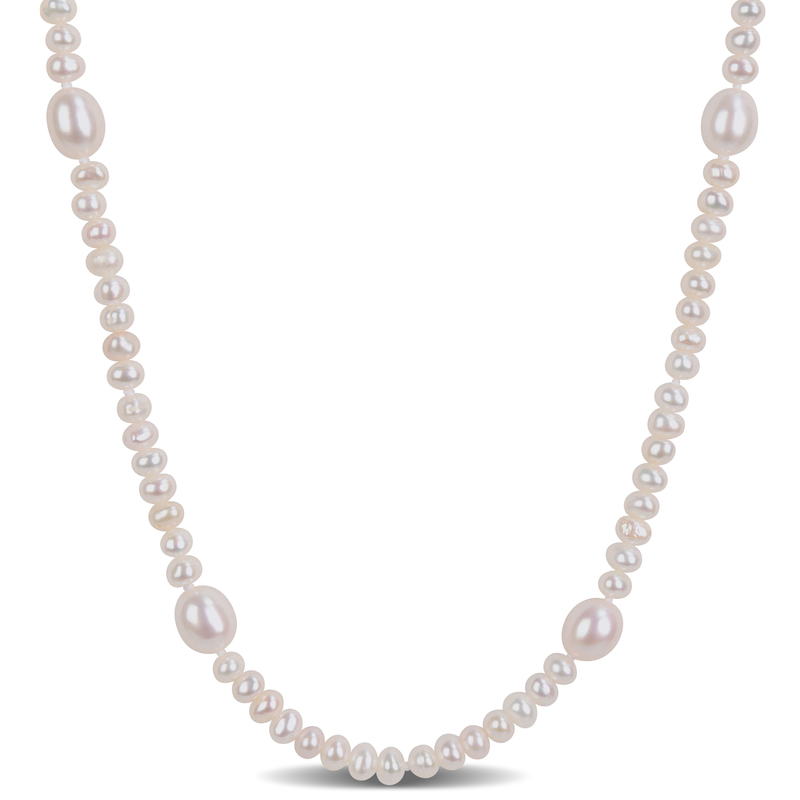 3.5-7mm Cultured Freshwater Pearl Station Necklace with 10k Yellow Gold Clasp - 17 in