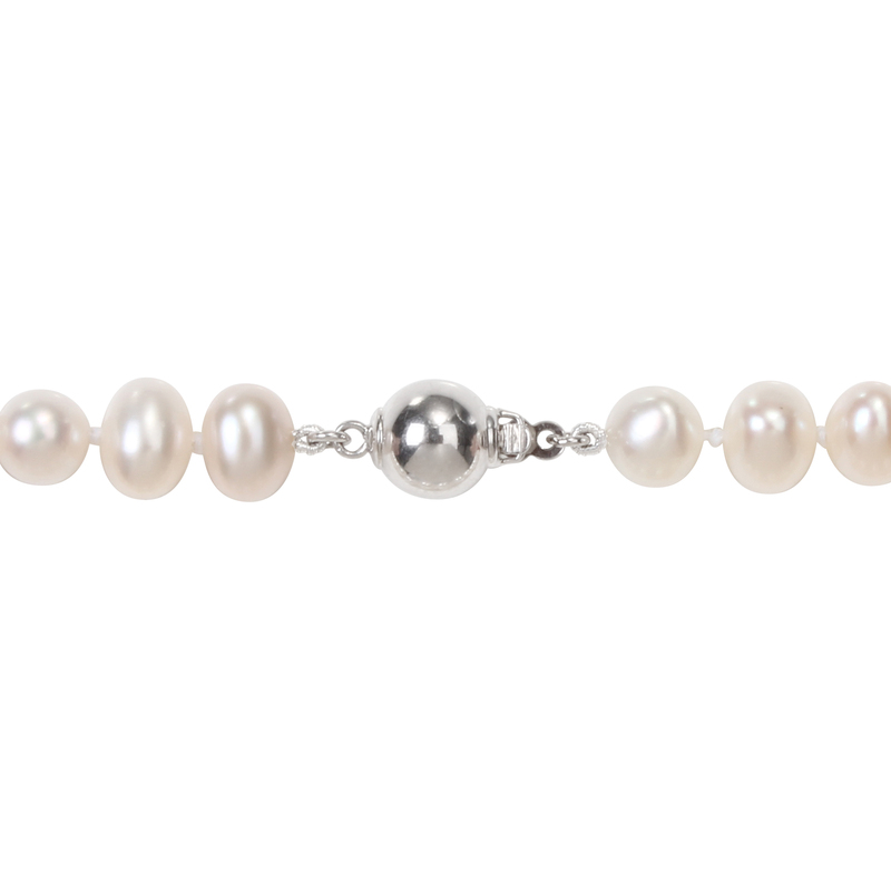 6 - 7 MM Cultured Freshwater Pearl Strand with Sterling Silver Ball Clasp - 20 in