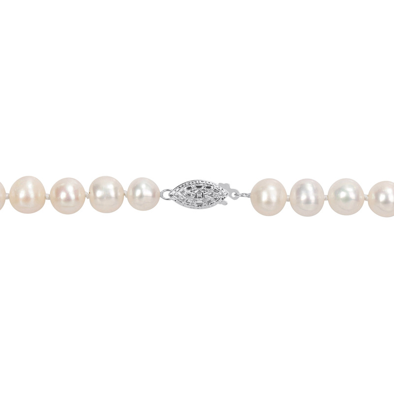 7.5 - 8 MM Multi-Colored (White Grey Black) Cultured Freshwater Pearl 18 Necklace in Sterling Silver