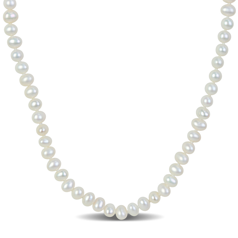 3-4mm Cultured Freshwater Pearl Necklace with Yellow Plated Sterling Silver Clasp - 16 in