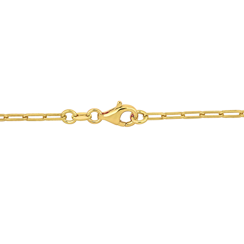 10x16.5 MM Cultured Freshwater Pearl Station Necklace with a Curb and Paperclip Link Chain in Yellow Plated Sterling Silver - 33 in.