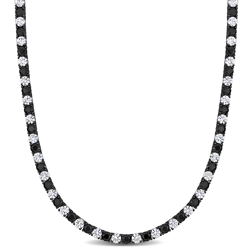 40 CT TGW Created Black and White Sapphire Classic Tennis Men