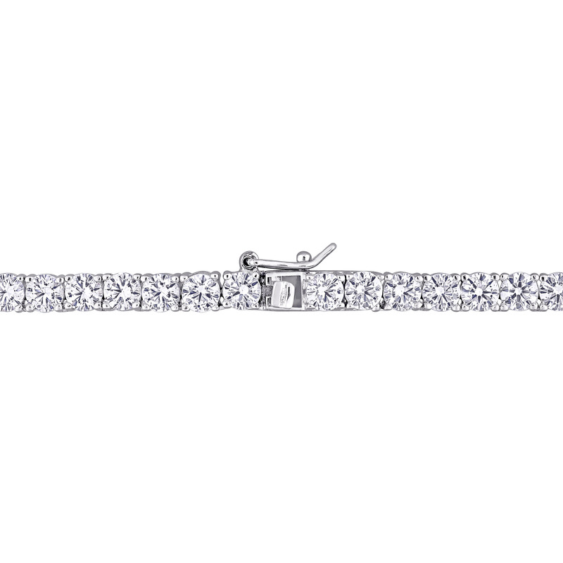 33 CT TGW Created White Sapphire 17 Tennis Necklace in Sterling Silver