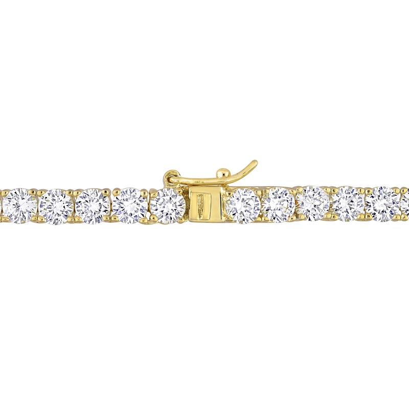 33 CT TGW Created White Sapphire 17 Necklace in Yellow Plated Sterling Silver