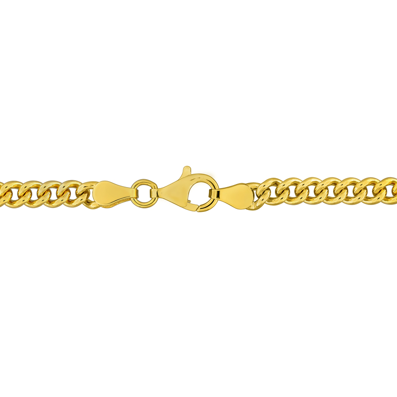 2.85 CT TGW Created Ruby Curb Link Chain 18 Necklace in Yellow Plated Sterling Silver