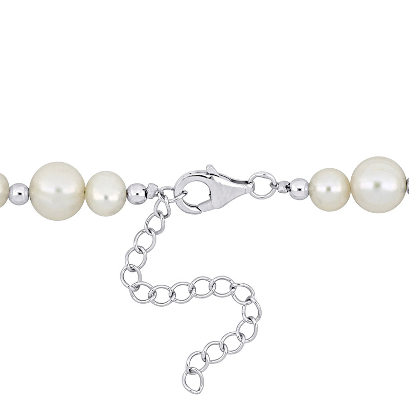 5-10 MM Cultured Freshwater Pearl Bead Necklace and Bracelet Set with Sterling Silver Clasps