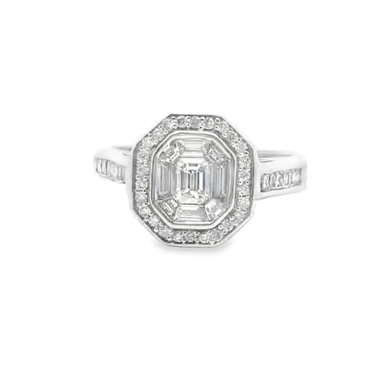 Stunning White Gold Octaganal Engagement Ring