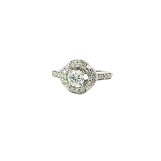 Elegant White Gold Cocktail Ring With Round Cut Diamonds