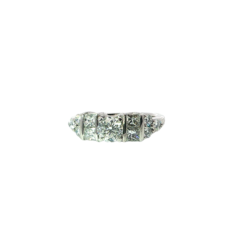 Stunning Diamond Multi-stone Bar Setting Ring In White Gold