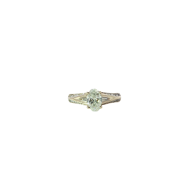 Stunning Diamond Ring With Baguette Side Stones