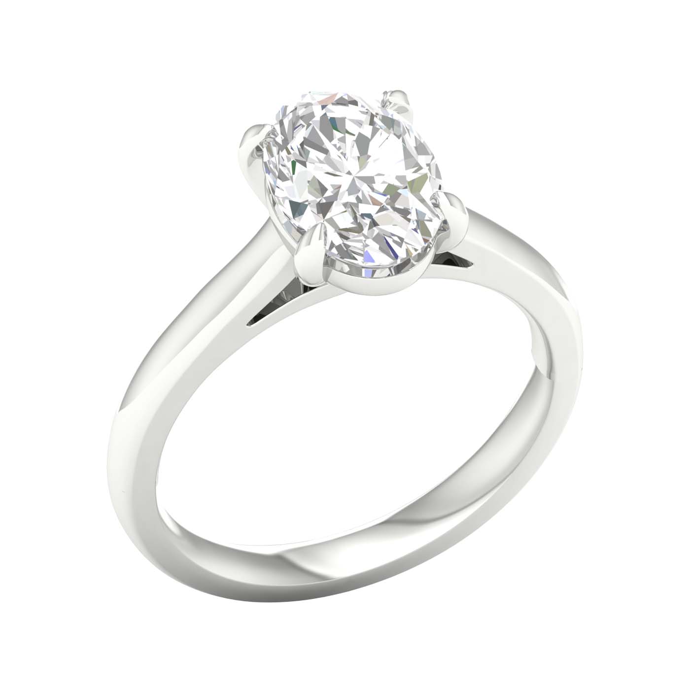 White 14 Karat Solitaire Ring Size 6 With One = 2.00ct Oval E/f Vs1 Lab-grown Diamonds