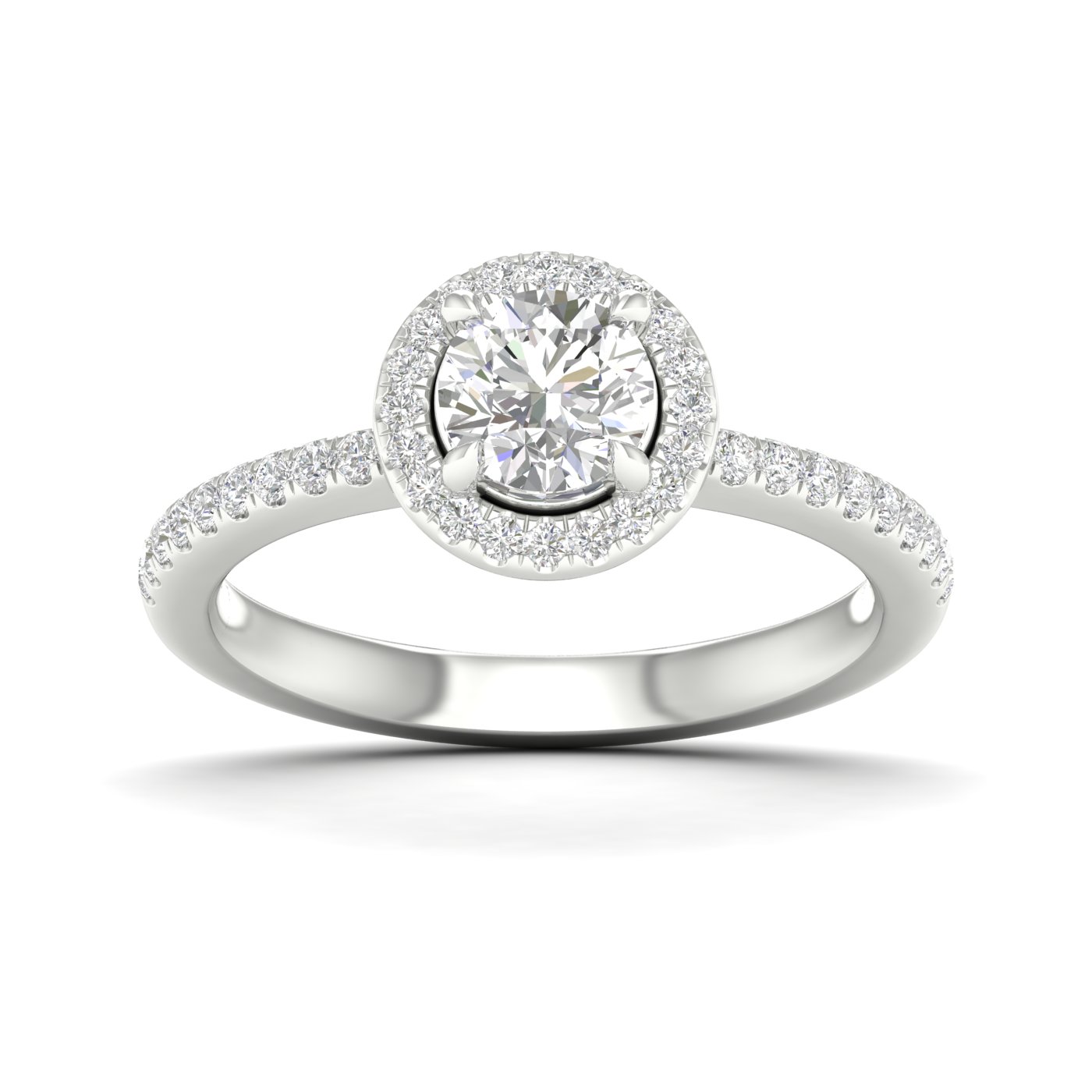 Yellow 14 Karat Halo Engagement Ring Ring With One 1.01ct Round G/h Vs1 Lab-grown Diamonds And 40=0.25tw Round G/h Vs2 Lab-grown Diamonds