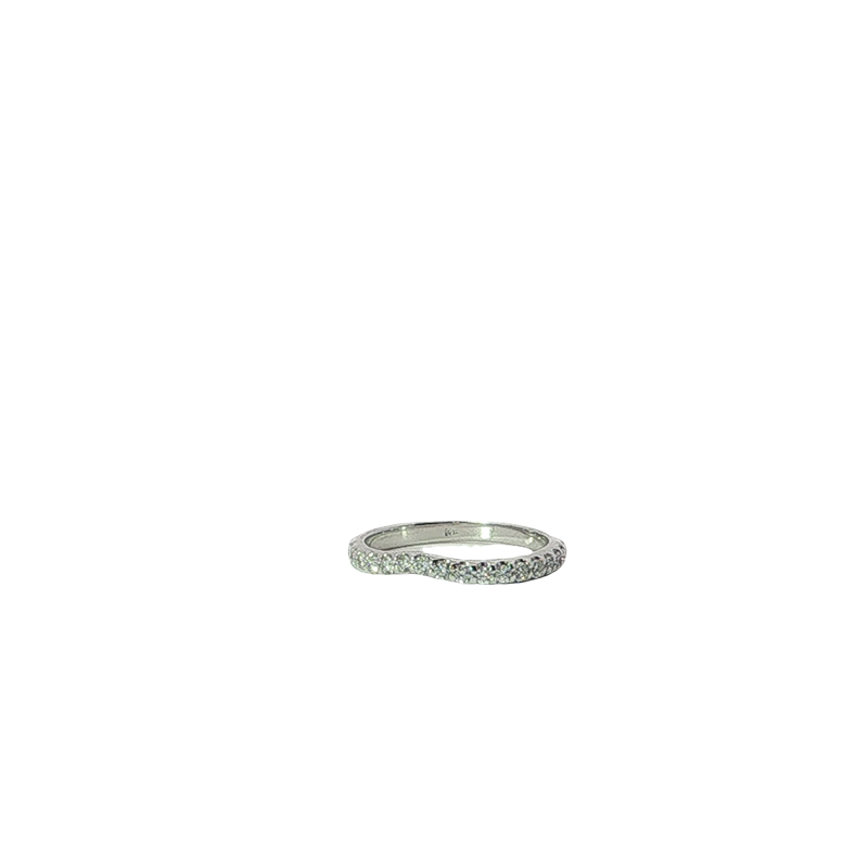 Elegant White Gold Contoured Diamond Wedding Band