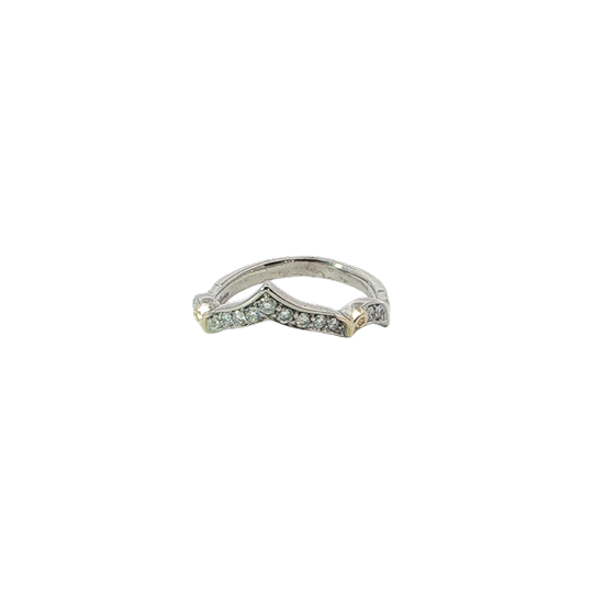 Elegant Contoured Diamond Wedding Ring In White Gold