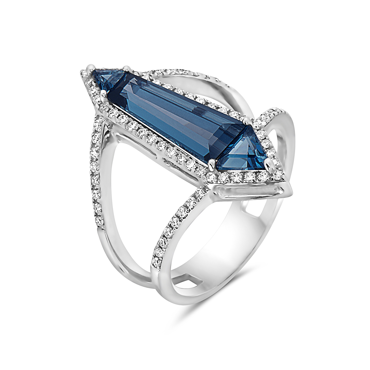 Blue Topaz And Diamond Ring