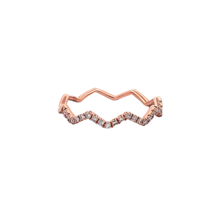 Elegant Zigzag Diamond Rose Gold Ring