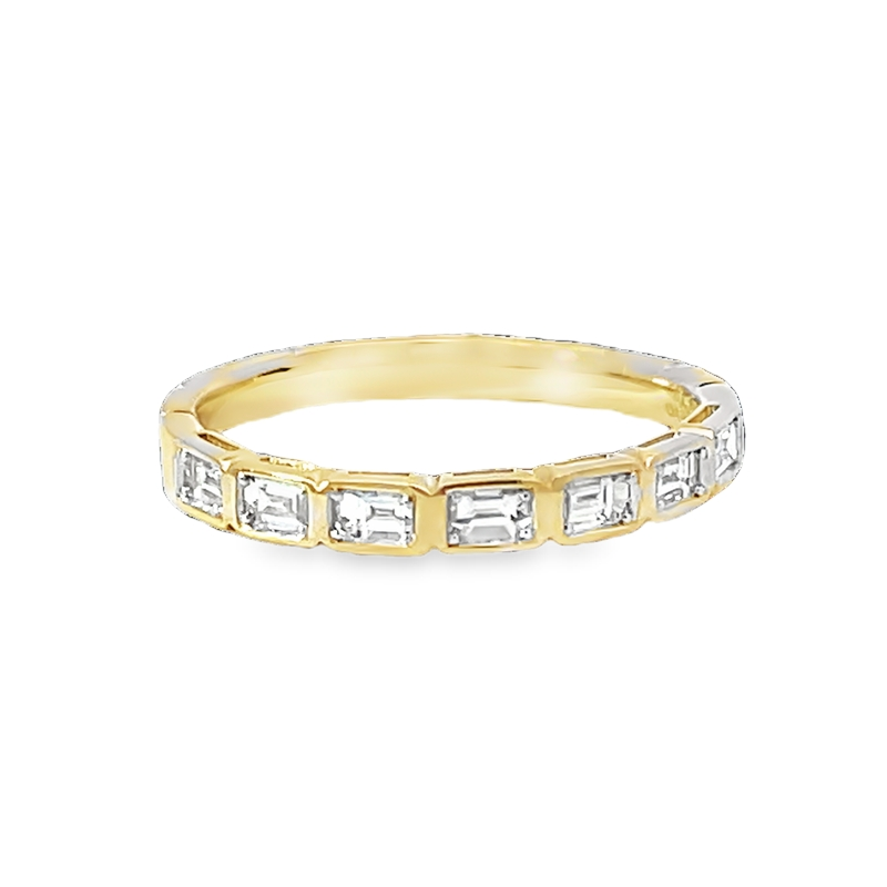 Yellow Gold Eternity Ring With Emerald Cut Diamonds