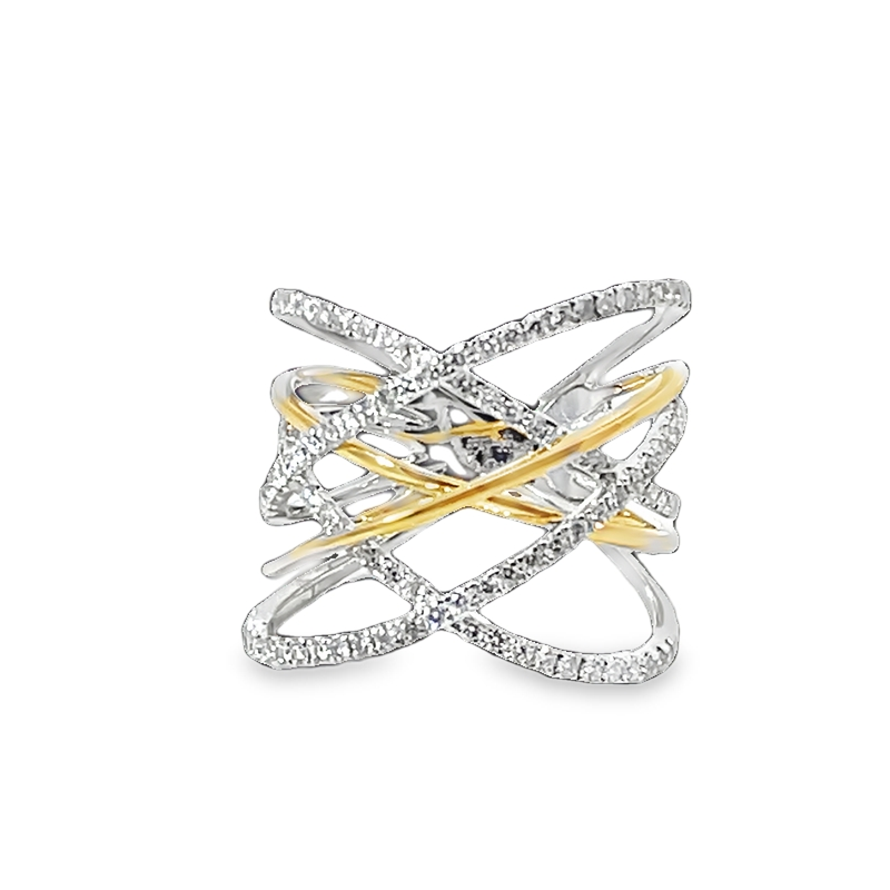 Elegant Yellow Gold Cocktail Ring With Diamonds