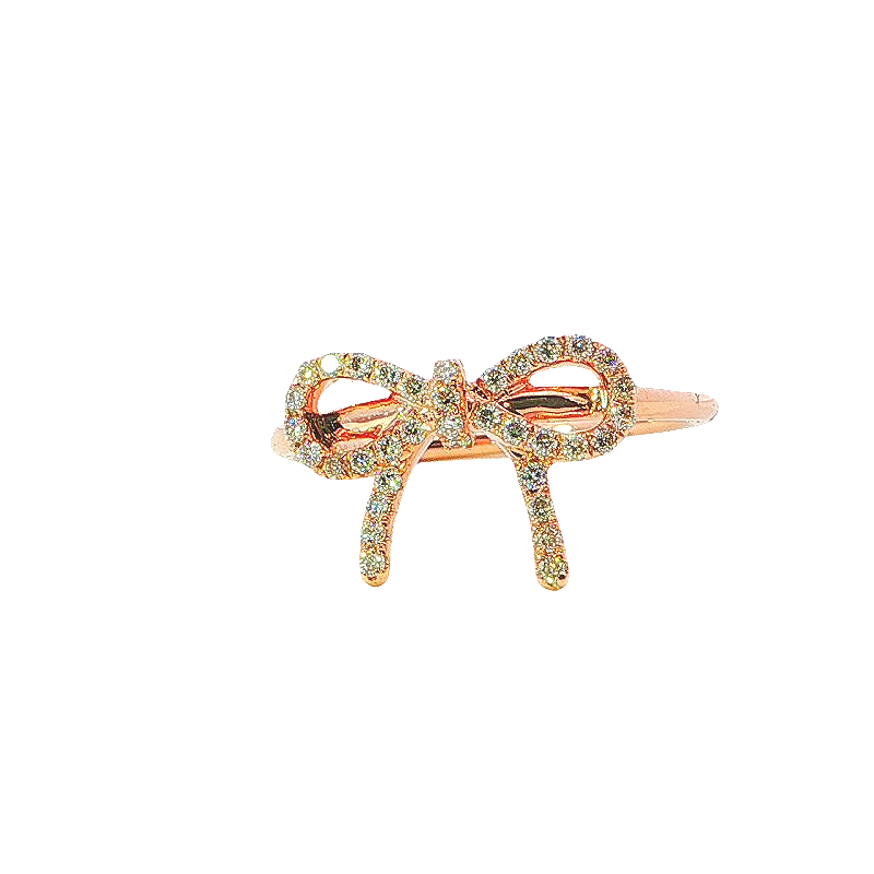 Elegant Rose Gold Diamond Bow Ring