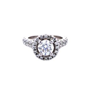 14k White Gold Halo Engagement Ring
