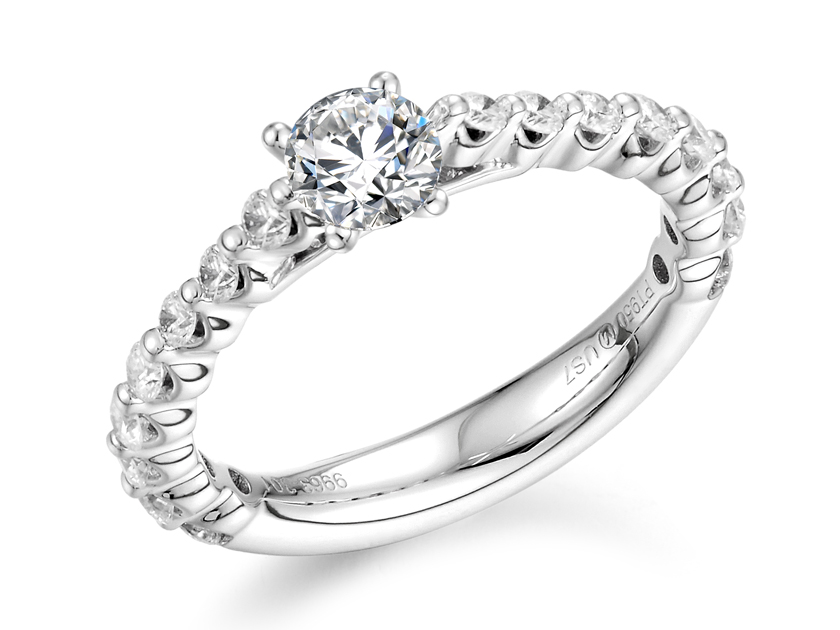 White Platinum Semi-mount Ring Size 7 With 0.54tw Round Diamonds
