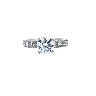 White 14 Karat Semi-mount Ring Size 7 With 10=0.93tw Round H/i Si2 Diamonds