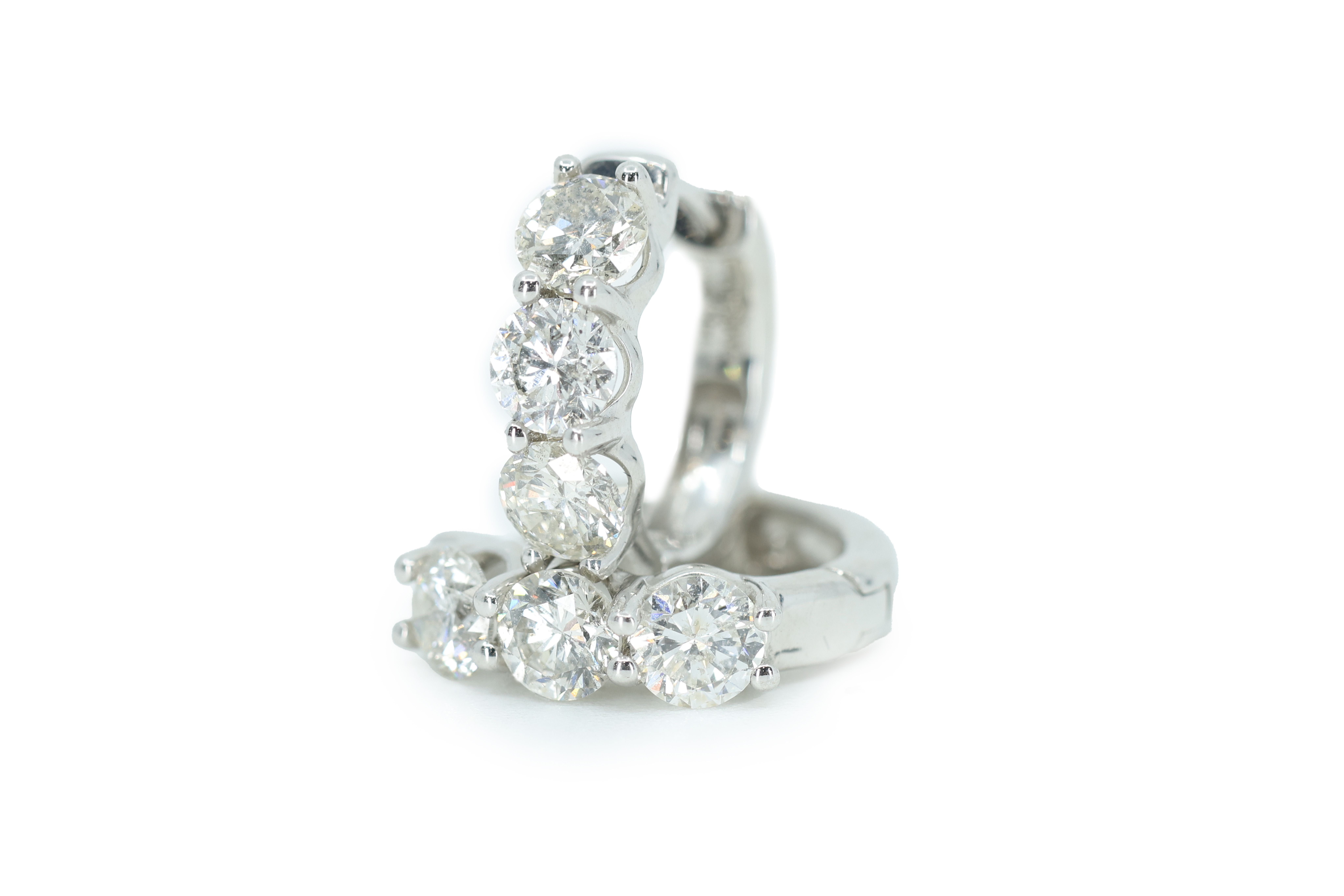Lady's White 14 Karat Stud Earrings With 1.87tw Round Diamonds