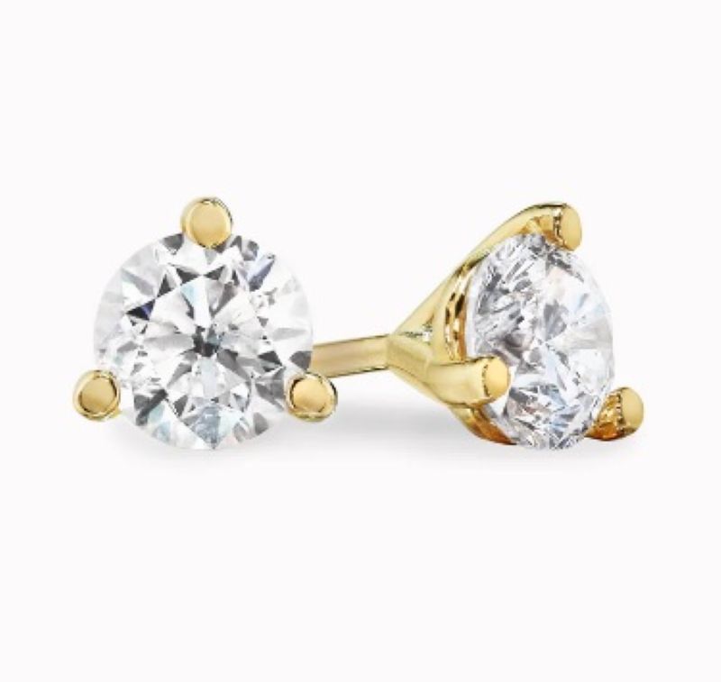 White Gold Stud Earrings With Round Brilliant Diamonds