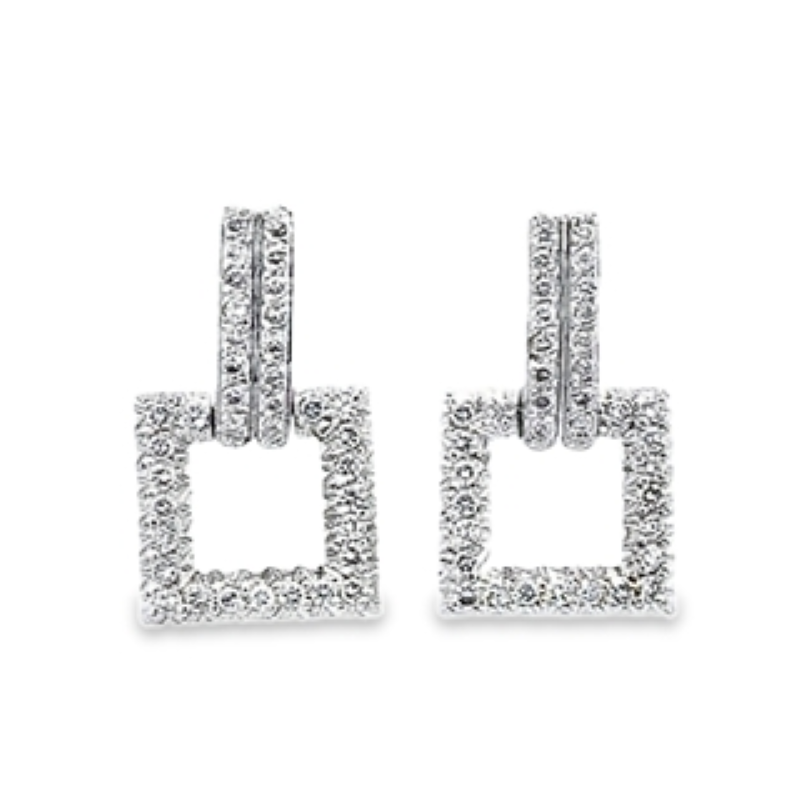 Sparkling Square Diamond Earrings