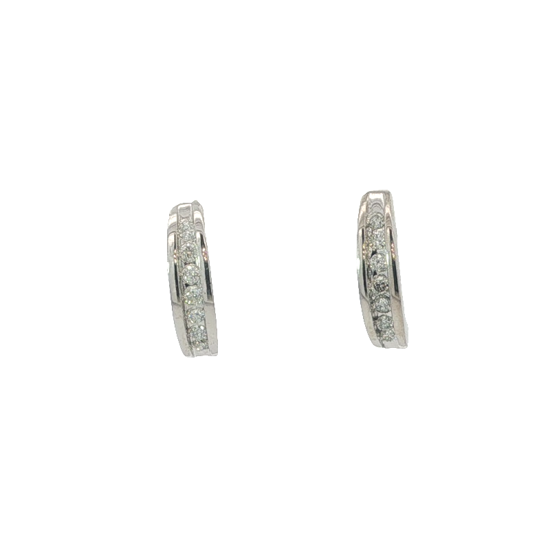 Elegant White Gold Hoop Earrings With Round Brilliant Diamonds