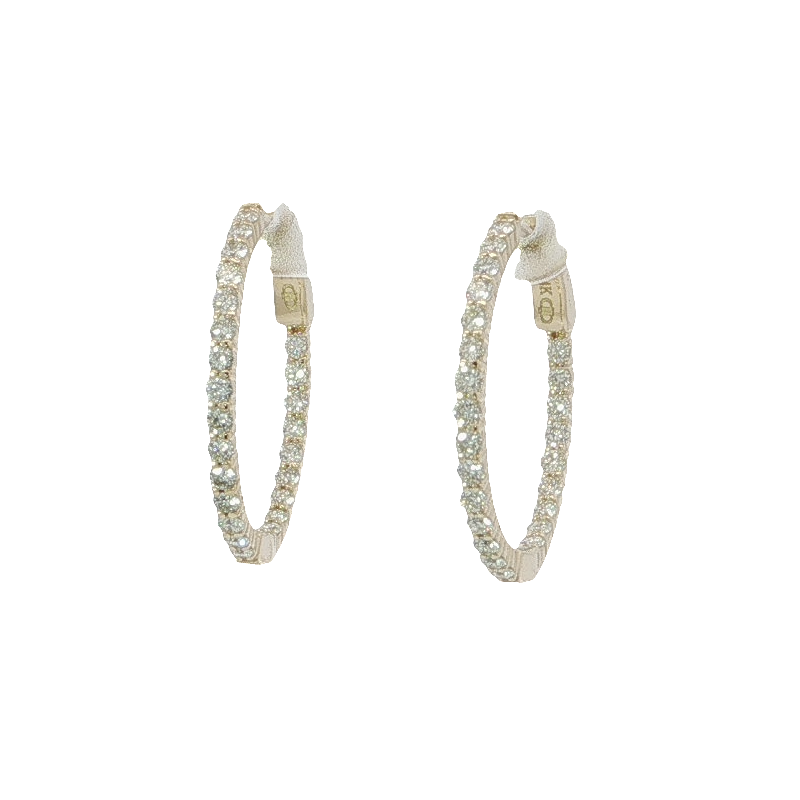 Elegant Diamond Inside-out Hoop Earrings In White Gold