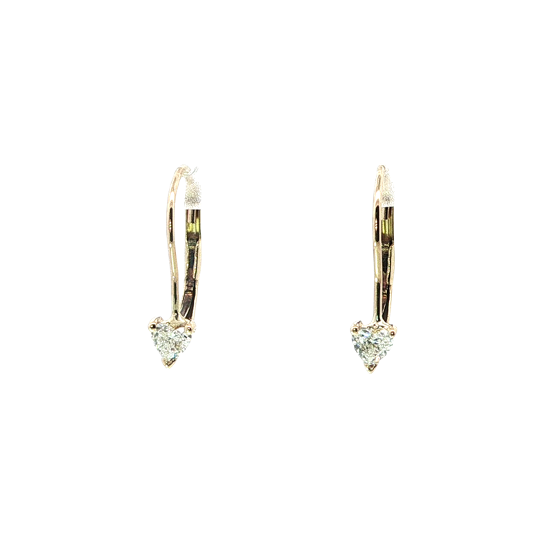Elegant Yellow Gold Heart-shaped Diamond Drop Earrings