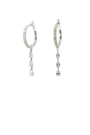 Elegant Pear Diamond Drop Hoop Earrings